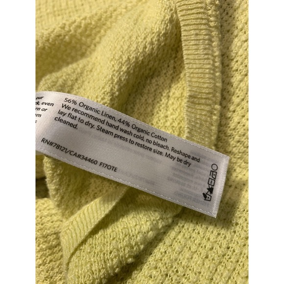 Eileen Fisher Size XL‎ Yellow Linen-Blend V-Neck Long Sleeve Pullover Sweater - Picture 5 of 5